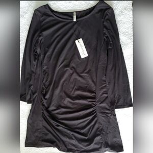 Mother Bee Maternity 3/4 Sleeve Black Ruched Top Size L